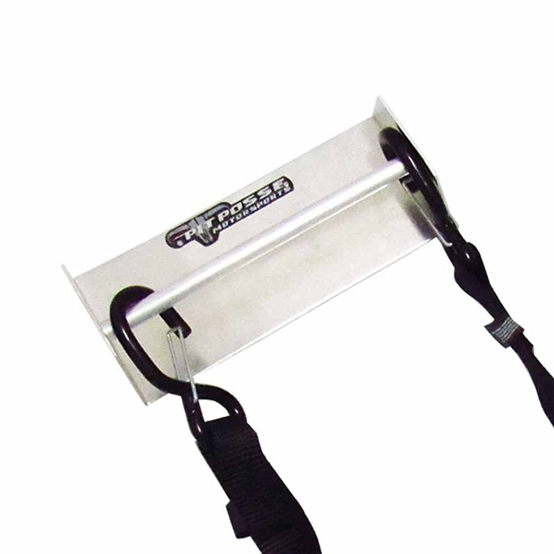 Pit Posse 442 Garage/Trailer Storage Organizers - Set of 2 Tie Down Hangers - Aluminum Junior Ratchet Strap Rack Holder - Automotive Accessories - Race Car Enclosed Trailer [Silver/Unpainted] - Image 2